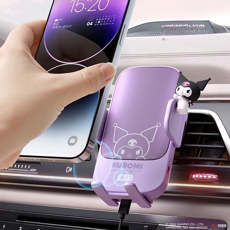 

Держатель для телефона в автомобиль Sanrio Hello Kitty с беспроводной зарядкой и навигацией, новая модель 2026 года, мультяшный, кавайный
