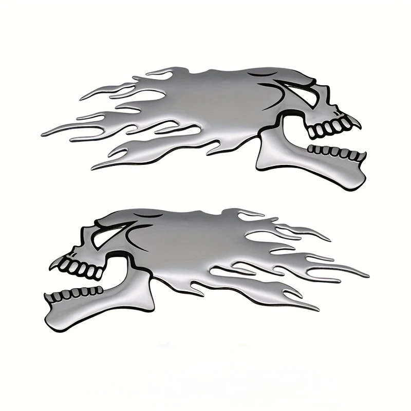 Two 3D Pvc Ghost Skull Motorcycle Fuel Tank Stickers, Cool Car Decals, Personalized Motorcycle Modification Stickers, Creative Badge Body Stickers, Ghost Car Modification
