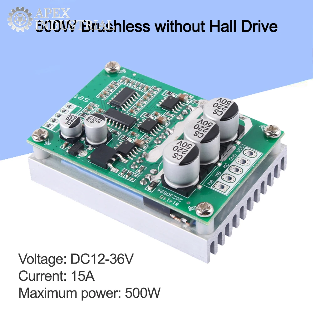 DC Brushless Motor Controller Hall BLDC Driver Board DC 12V to 36V 15A 500W Speed Control High Power