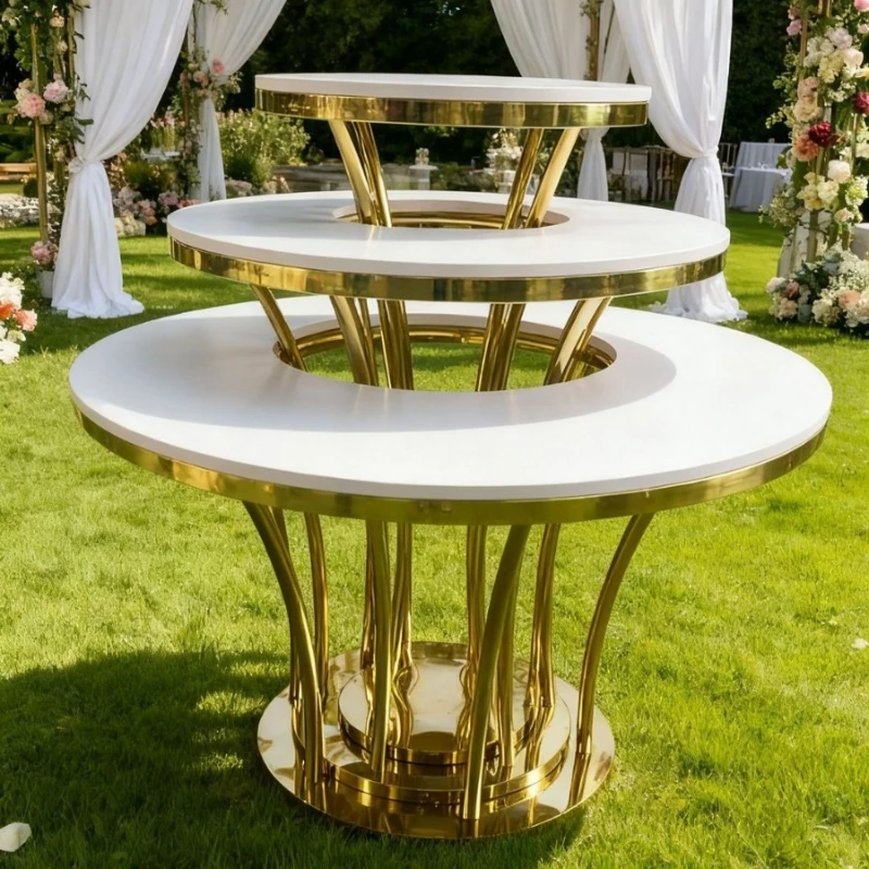 Stainless steel cake table for foreign weddings, dessert table for wedding rentals, wedding table for brides and grooms to champ