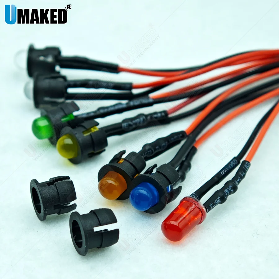 

100pcs 3mm 5mm 20cm Pre Wired LED Round Light Lamp Bulb Chip Beads Cable DC12V White Warm Red Green Blue Yellow Emitting Diodes