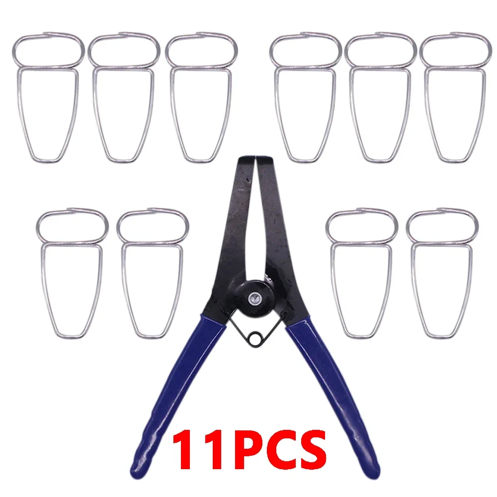 11PCS Spring Clamp Pliers with 10 Miter Clamps Miter Plier Clip for Frame Molding Wooden Composite Miter Corner Woodworking Tool