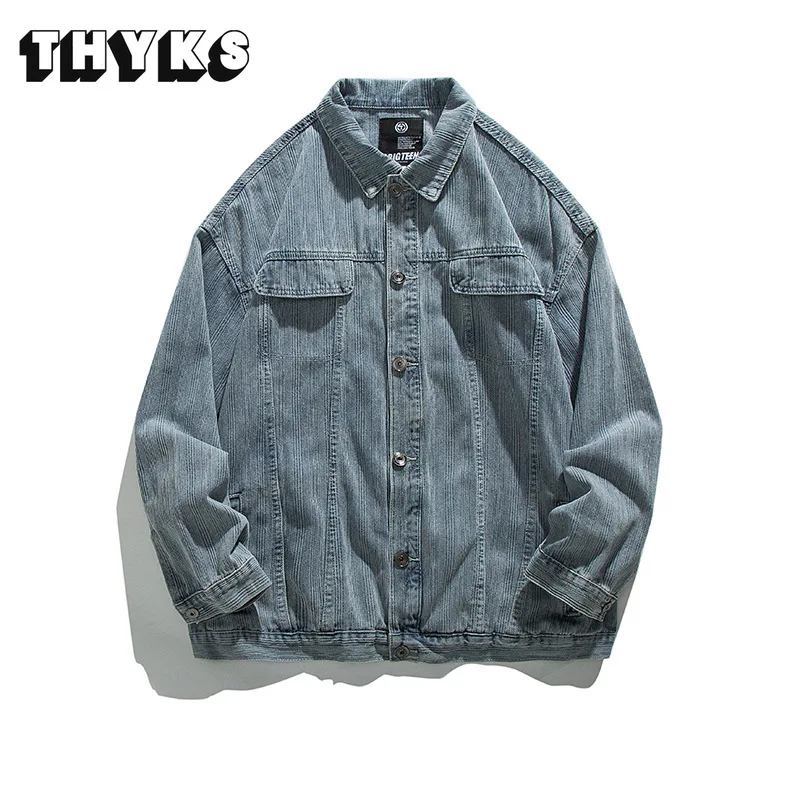 

Vintage Washed Jeans Jacket Men's Solid Loose Casual Cotton Denim Jaqueta Masculina Classic Cowboy Jacket Denim Coat Men Clothes