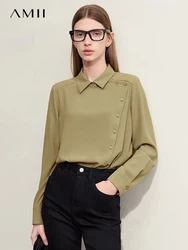 AMII Minimalism Office Lady Turndown Collar Chiffon 2023 Spring Women Shirts & Blouses Elegant and Youth Woman Blouses 72321022