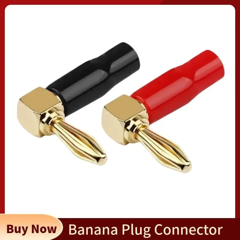 Right Angle Banana Plug Connectors Banano Male Audio Jack 90 Degree Consumer Electronics Gold Plated Speaker Terminal Black Red