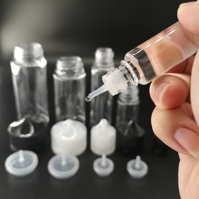 10 Pz 10/15/30/60/100/120 ml Bottiglia Contagocce di Plastica Occhio Trasparente PET Contenitori Vuoti Con Tappo A Prova Dei Bambini Per E Succo Liquido Vape olio