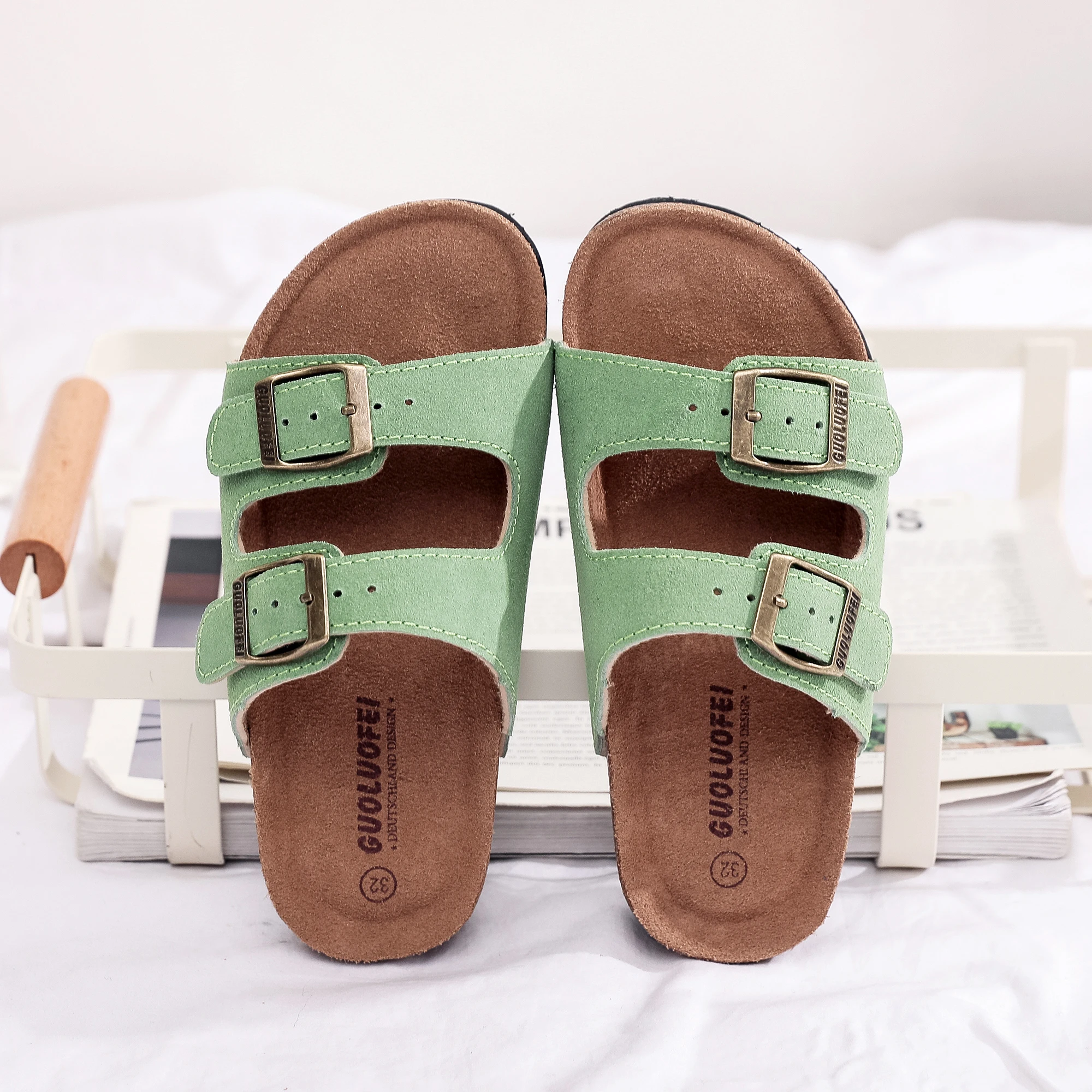 

Birken Women's Slippers Slip On Flip Flops T-Strap Cork Sole Casual Flat Slides Sandals Arizona Slippers