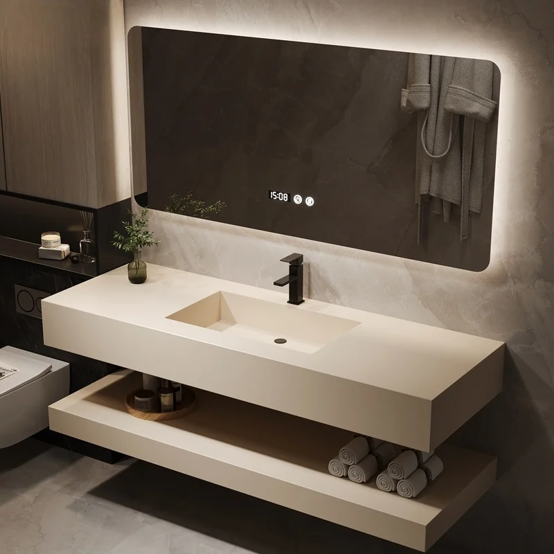 

Bathroom Cabinet for Home Hotel White Wall Mounted Vanity Smart Mirror Modern Bathroom Furniture Customizable