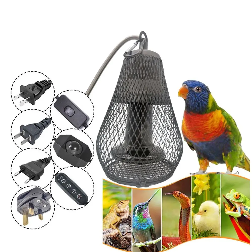 

Ceramic Heat Emitter Pet Heating Lampshade Double Cage E27 Bulb Holder Reptile Heat Lampshade Iron Mesh Dome