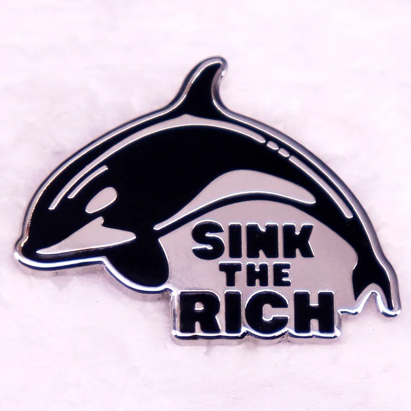 White Gladys The Killer Whale Sink The Rich Enamel Pin  Brooch Jewelry Backpack Decorate