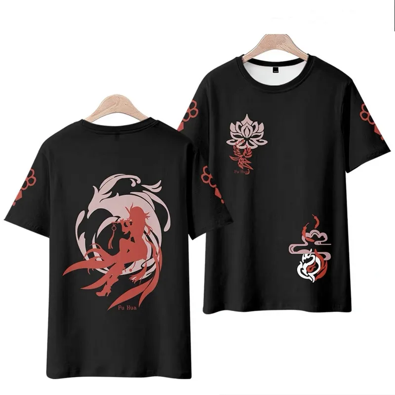 Camiseta con estampado 3D de Honkai Impact 3, ropa de calle de juego Popular Harajuku, cuello redondo, manga corta, moda de verano