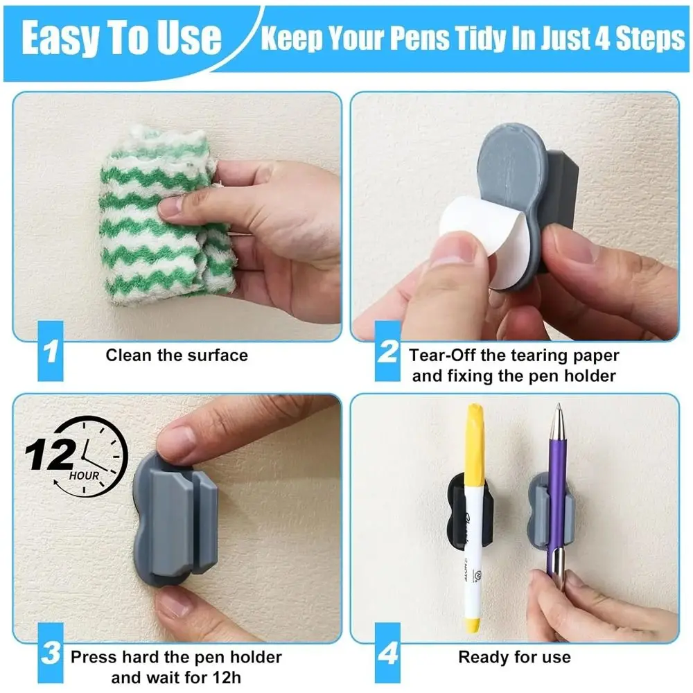 Convenient Creative Pen Holder Self-Adhesive Silicone Pen Rack Anti-fall Anti-lost Desktop Storage Marker Pen