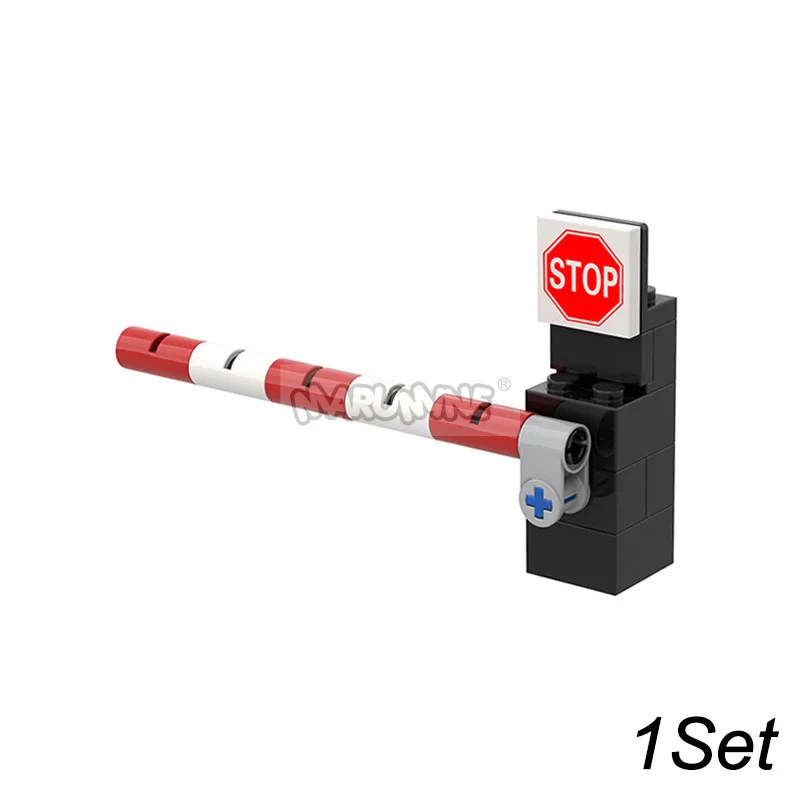 Marumine Verkeer Verkeersbord Licht Lamp Moc Blok Baksteen Onderdelen City Street View Building Bricks Blocks Accessoires Barrière Waarschuwing Maximum Snelheid
