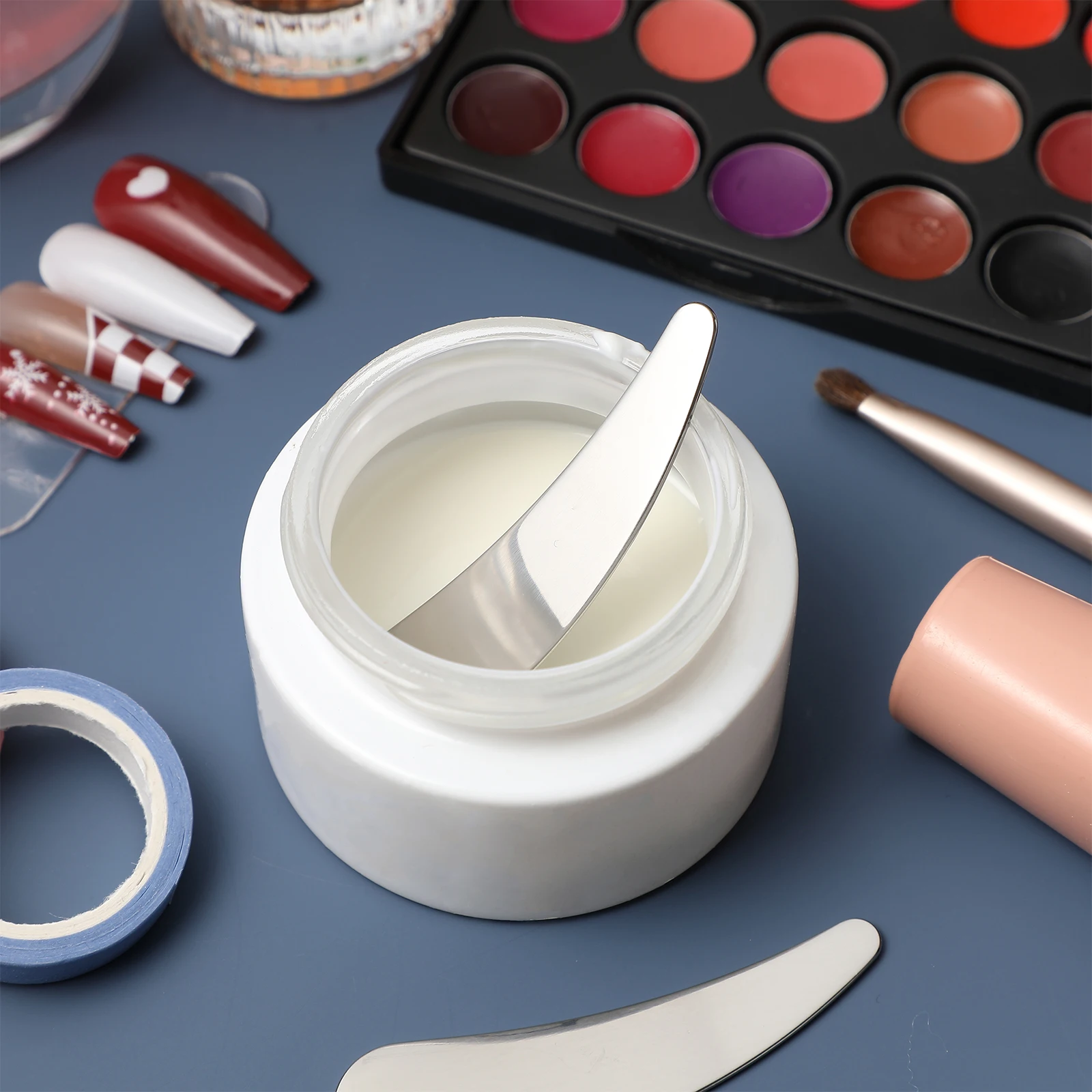 

2pcs Stainless Steel Makeup Spatula Mini Skincare Applicator Face Cream Scoop For Eye Lip Lotion Spatulas Reusable