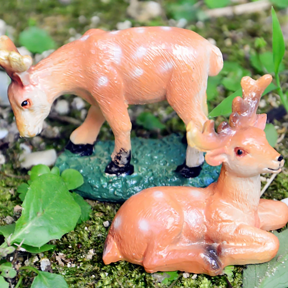 

4Pcs Deer Desktop Decoration Resin Crafts Adornments Cute Home Office Living Room Micro Landscape Ornaments Gift