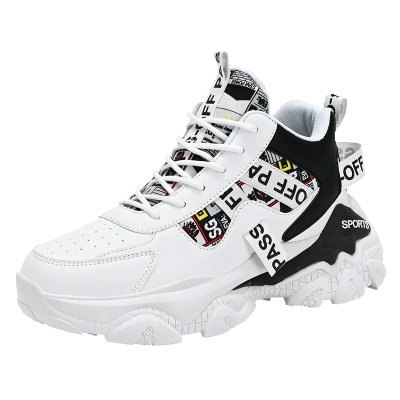 

Мужские повседневные кроссовки на толстой подошве с высоким берцем, повседневная спортивная обувь для бега на открытом воздухе, нескользящая уличная мужская обувь на шнуровке