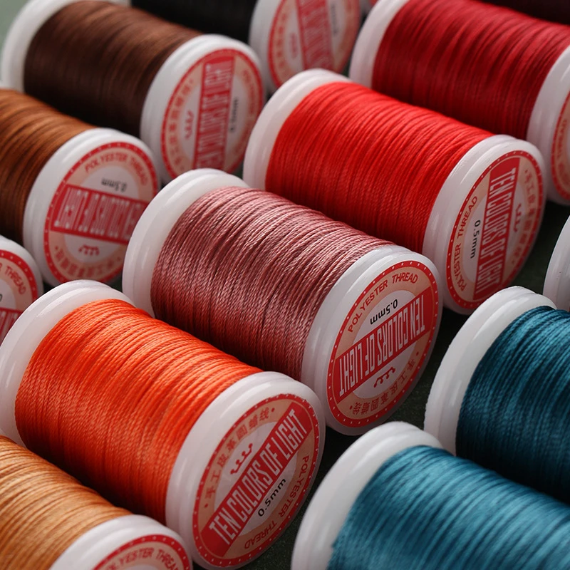 0.5 مللي متر ثوب مشمع دائري الجلود الخياطة الحرفية البوليستر عالية الجودة الحبل الشمع المغلفة سلاسل قوة الموضوع اليدوية #2