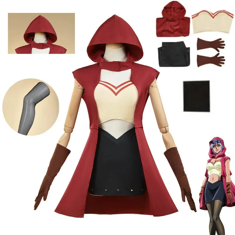 Disfraz de Cosplay de Anime JoJo Bizarre Adventure, Ropa Interior, Guantes, Medias, Estilo Mariah, Disfraz Magnético para Niña, Disfraz de Halloween
