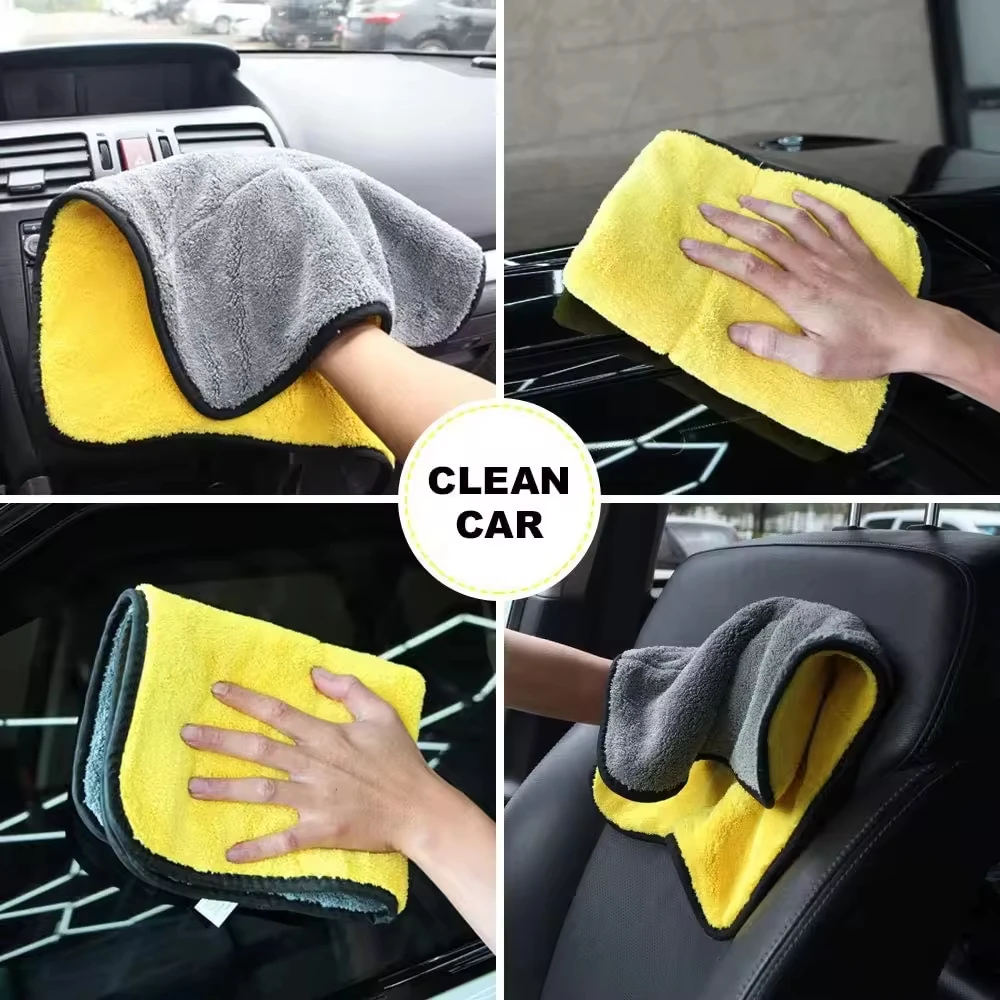 Serviette de Lavage de Voiture Épaisse en Microcarence, Double Couche, pour Livres, Vitres, vaccage des Détails, Fournitures de Lavage Automobile