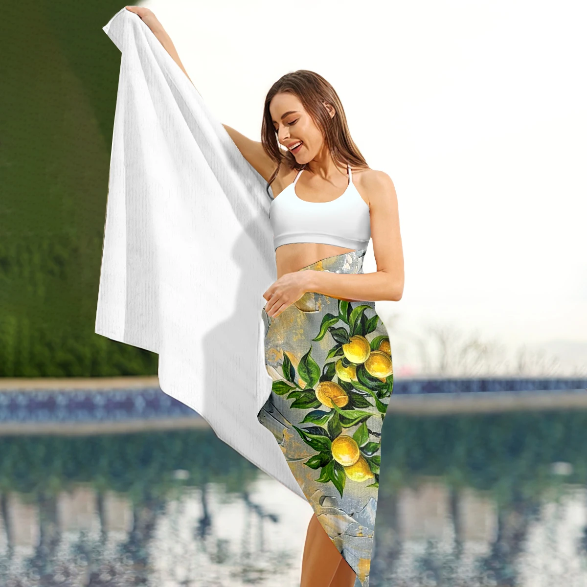 Lemon Beach Towel Oversized, Super Absorbent Sand Free Thick Microfiber Beach Towel,Beach Towels for Kids,Men,Women