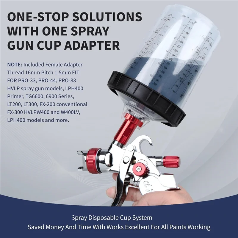 

Fresh Paint Cup,HVLP Paint Mixing Cups With 45 Cups And Lids System With Retainer Ring