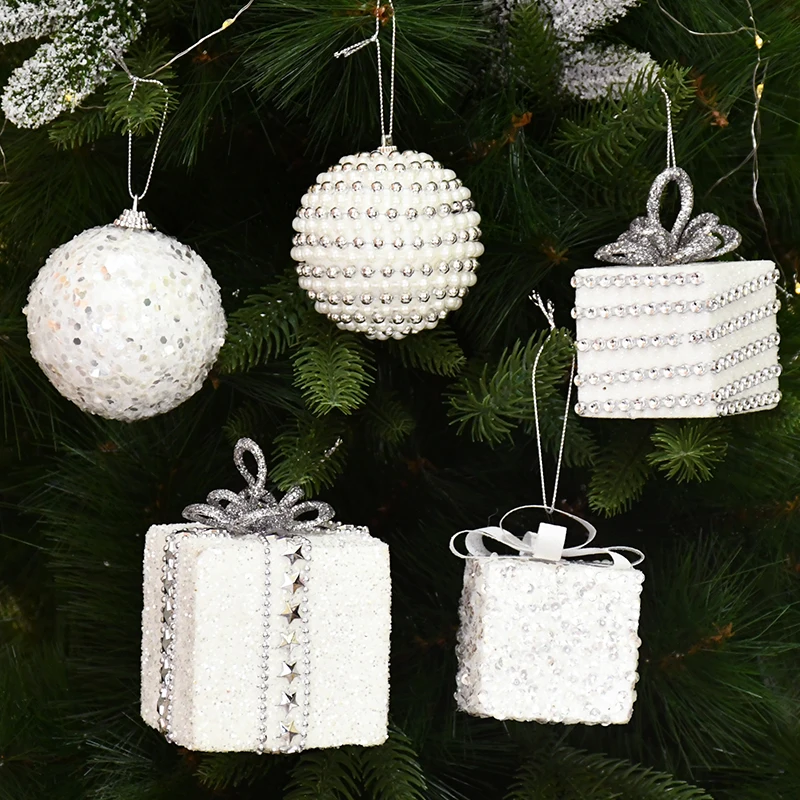 

Christmas Tree Ornaments White Foam Ball Pendants Hanging Decorations Christmas Home Party New Year Xmas Decor Navidad Noel Gift