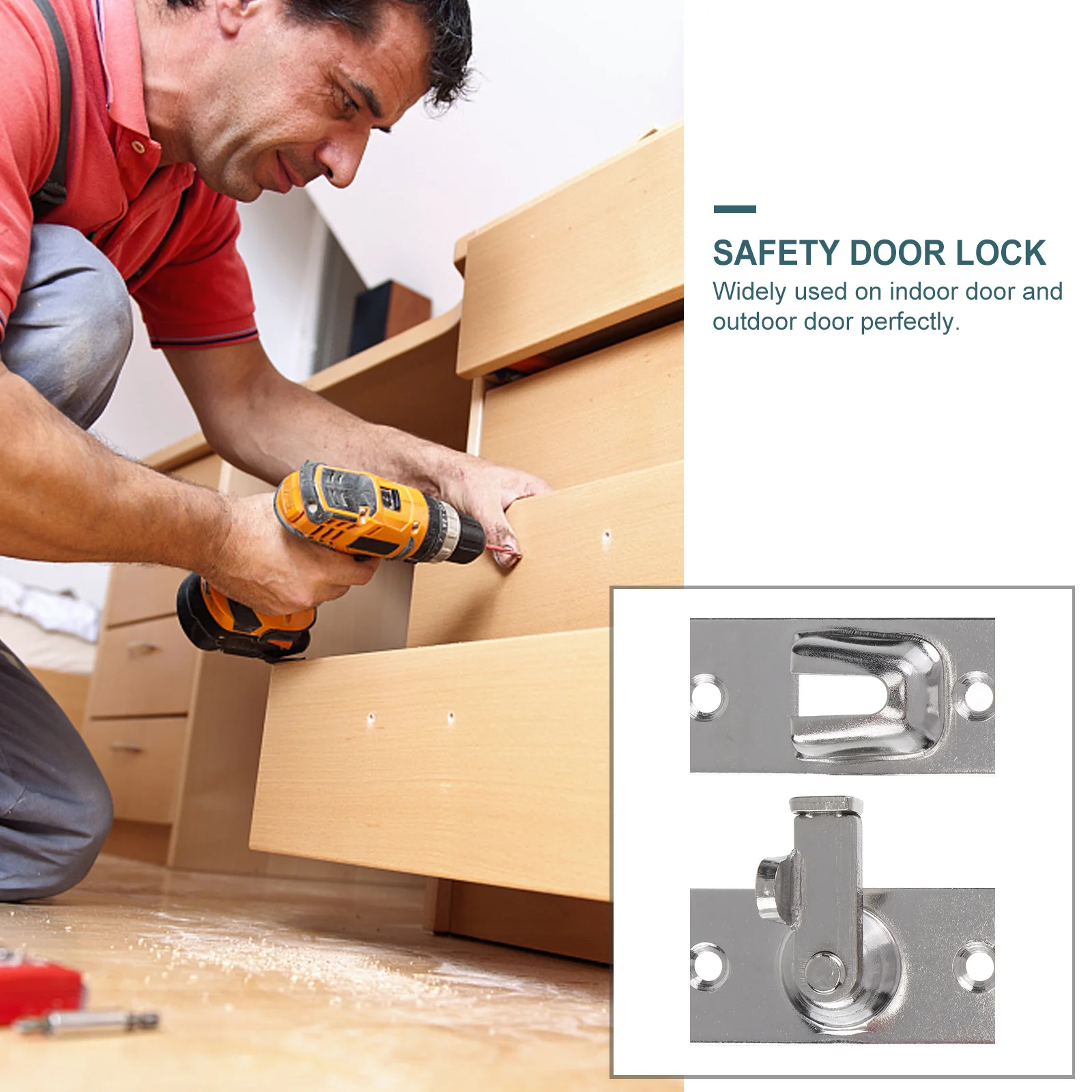 

1Pcs Durable Stainless Steel Door Latch 90 Degree Solid Bolt Lock for Indoor Outdoor Doors Safety Lock Door Latch