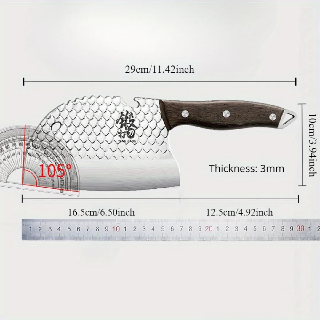 1pc Chef's Knife, Professional Kitchen Knife, Multipurpose Sharp Steel Chef Knife, Meat Cleaver Knife, Full Tang Knife