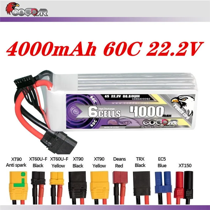 

CODDAR 60C 4000mAh 22.2V 6S Lipo Battery For FPV Freestyle Drone Model Aircraft Ducted Fixed Wing 22.2V Lithium Battery