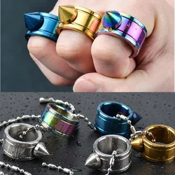 Outdoor EDC Stainless Steel Self-Defense Necklace Ring Broke Window Anti-wolf Protective Equipment Tools Punk Rings Brass Tools