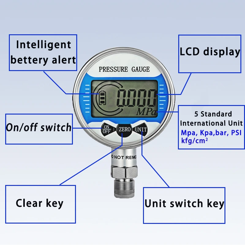 Digital Pressure Gauge 400bar 1000bar Air Liquid Fuel Oil Water Digital Pressure Manometer M20*1.5 Pressure Gauge