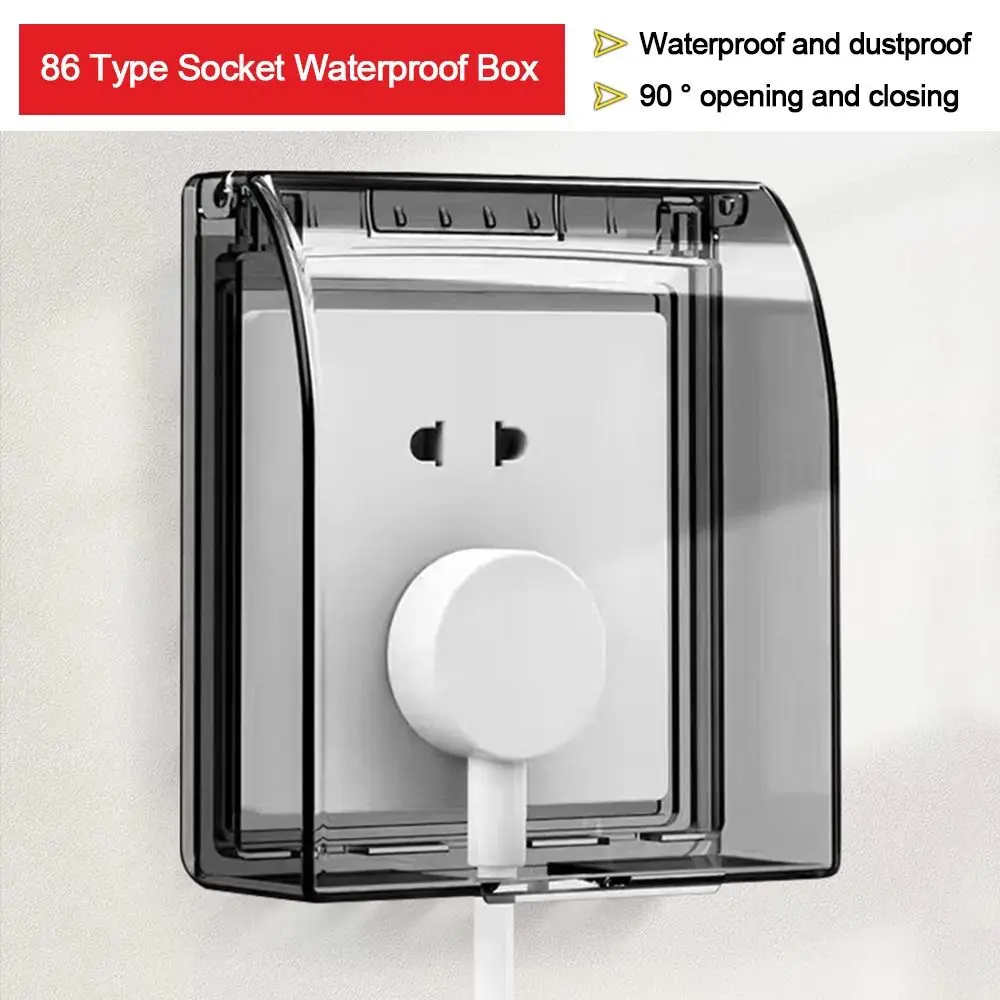 Wall-mounted Switch Protective Cover Self-Adhesive 86 Type Socket Waterproof Box Plastic Splash-Proof Box Bathroom