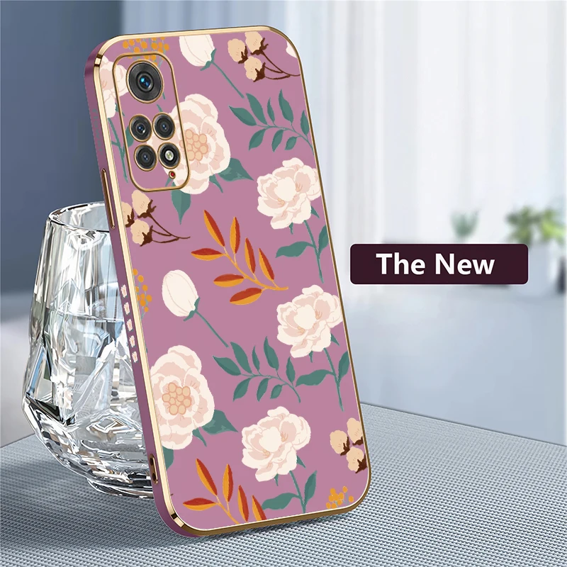 Custodia per telefono in silicone antiurto per Xiaomi Redmi Note 11 4G 11S 10 Lite 8 9 Pro Max 9S 10S 11E 11T 10T Cover con foglie di fiori
