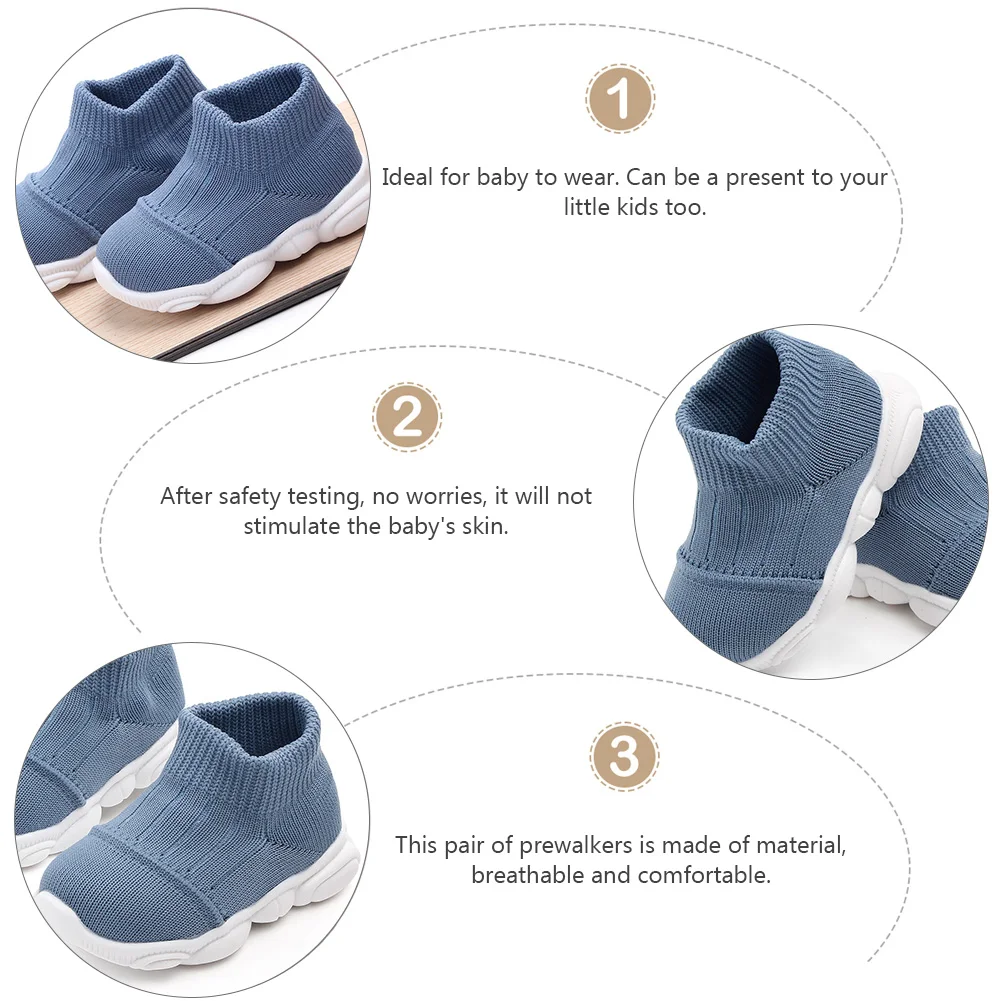 

Soft Anti-slip Baby Shoes Infant Prewalker Blue Cloth Upper Toddler Winter Casual Shoe Breathing Comfortable Non Irritating Baby