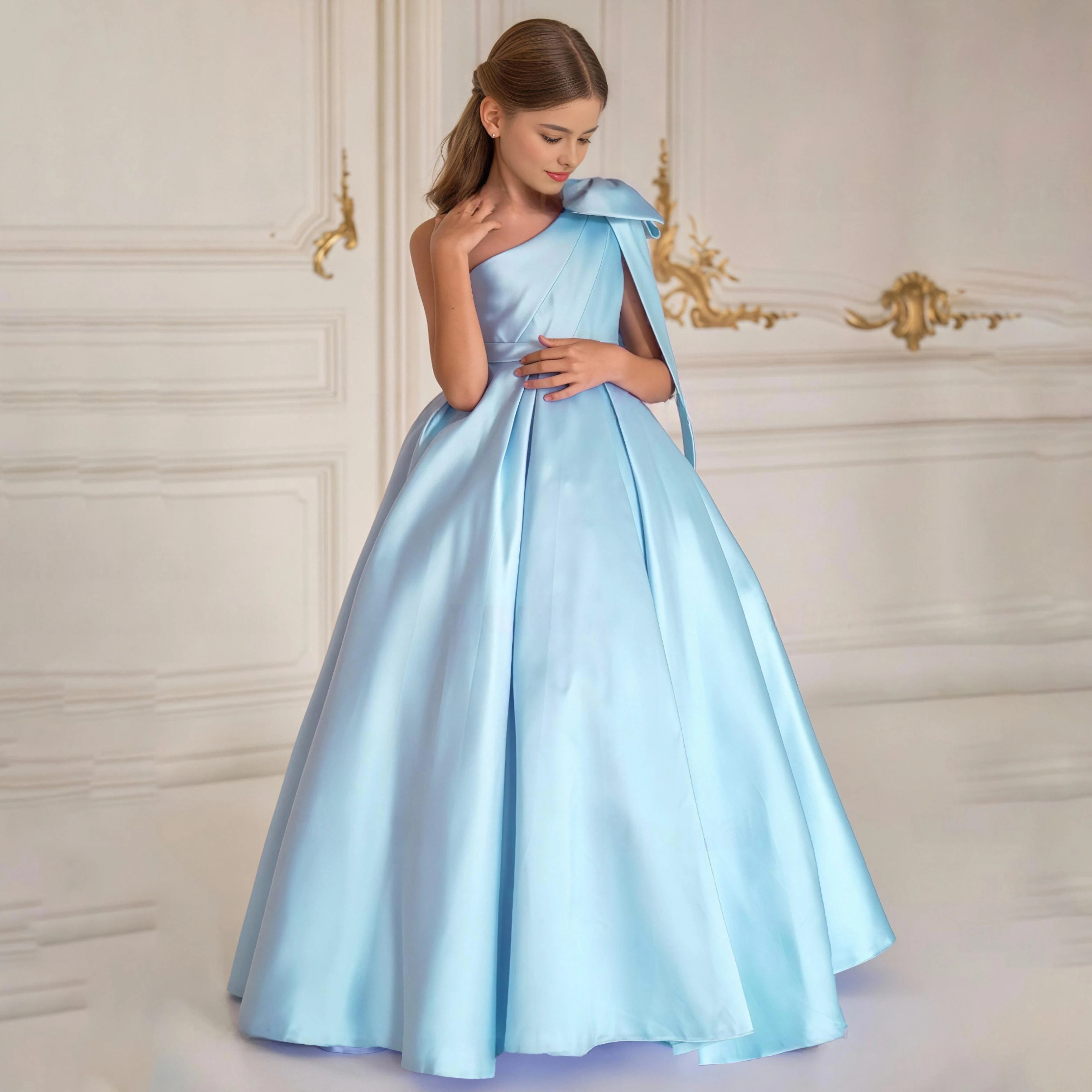 

Elegant Bow Party Girls Dress Summer Birthday Bridesmaids Wedding Princess Prom Dresses Graduation Pageant Evening Kids Clothing