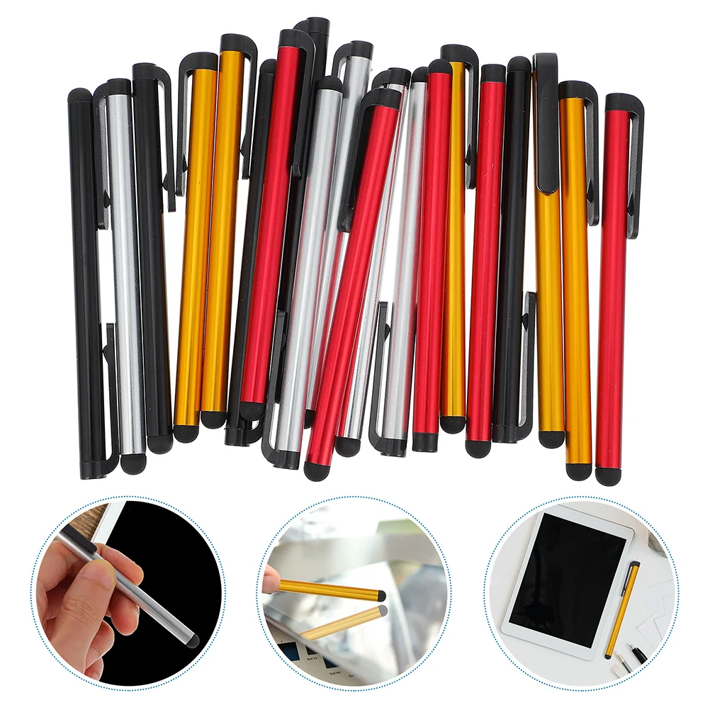 24 Pcs Touch Screen Stylus Pen Style Sensitivity Metal Electronic Universal Rubber Writing