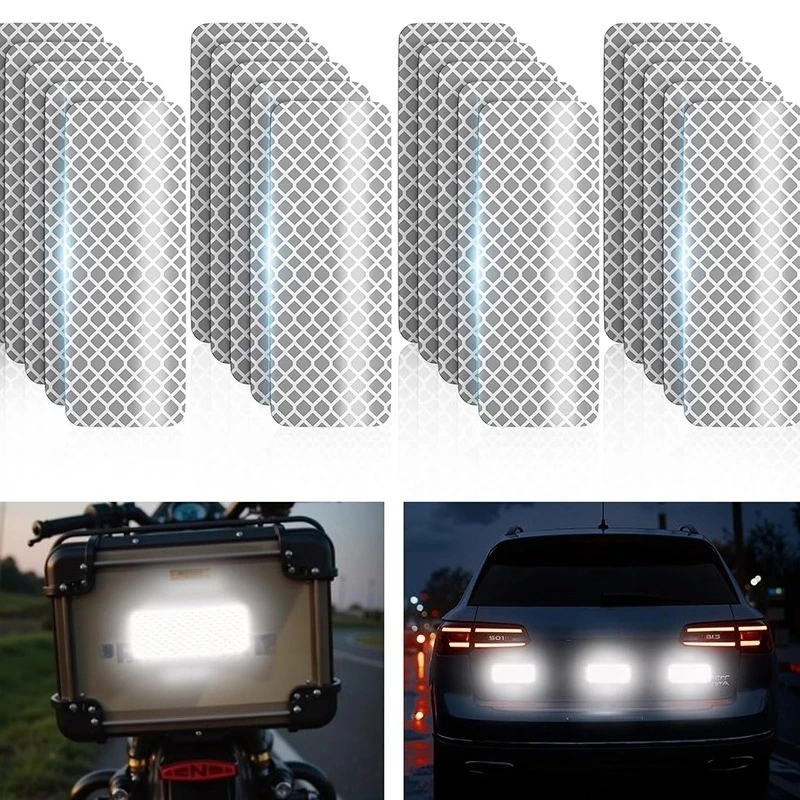 4PCS Reflective Strip Night Safety Reflective Motorcycle Stickers for Motorbike Fuel Tank Helemt Box Vinyl Decals Decoration
