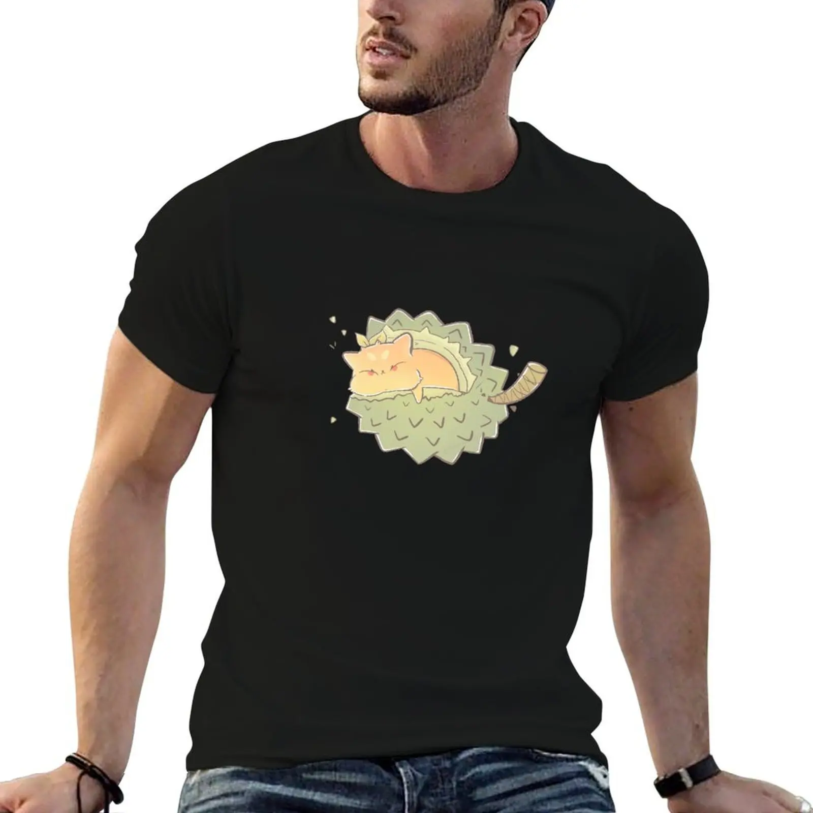 

Mini Cat in durian! T-Shirt man t shirts cotton t shirts for man graphic tees T-Shirt