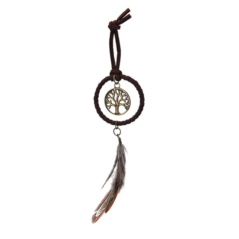 New Boho Key Chain Ring Metal Feather Tassels Dream Catcher Keyring Keychain