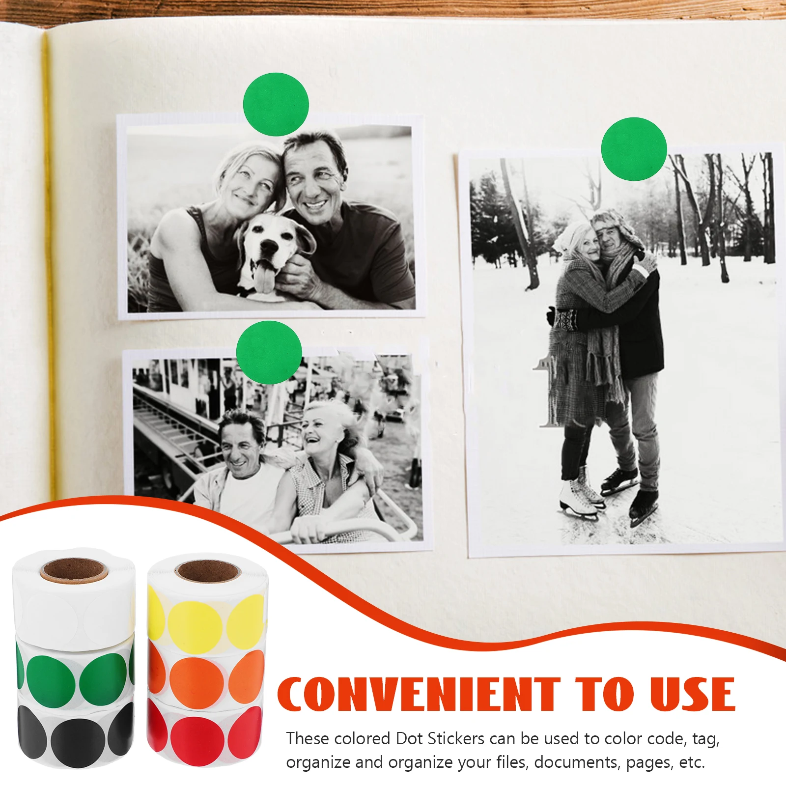 

6 Rolls Colorful Dot Stickers Decorative Mark Labels Adhesive Coding Office Supplies Files Documents Storage Boxes