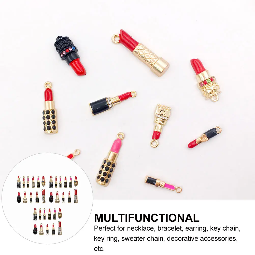 

33 Pcs Lipstick Pendant Charms for DIY Jewelry Necklace Bracelet Earrings Accessories Fashion Decorative Materials Pack