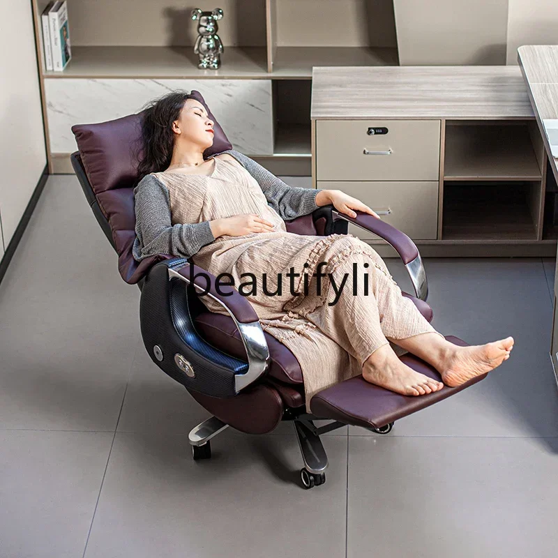 

zqqqqLeather electric boss chair, comfortable and sedentary reclining office chair, office seat can be lifted and lowered