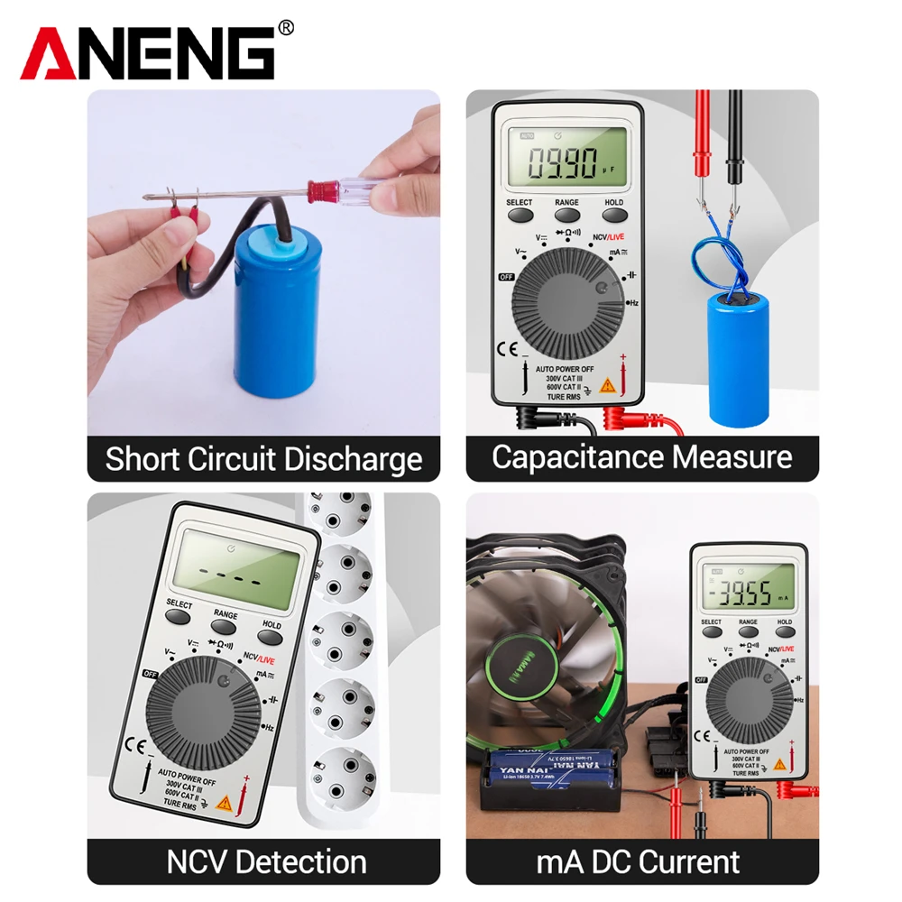 ANENG AN101 1999 Counts Mini Professional Digital Multimeter AC/DC Voltage Tester Automotive Current Tester Electrician Tools