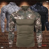 Wargame Youth Camouflage Long Sleeve T-Shirt Outdoor Fitness Military Style Tight Fit Shirt Elastic Spring Summer Autumn Wear