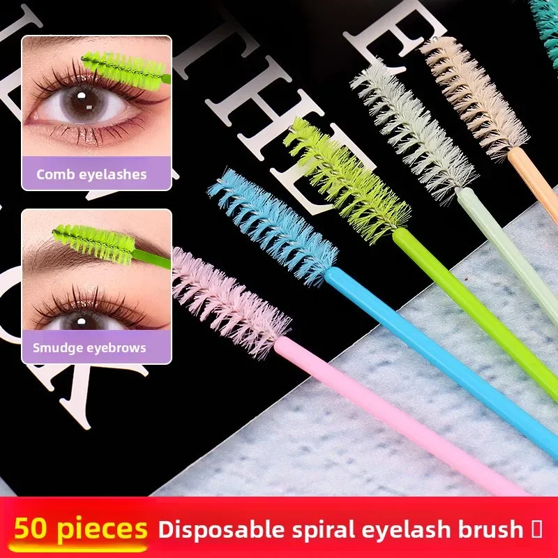 50 pçs pincéis de cílios pincéis de maquiagem descartáveis rímel varinhas aplicador spoolers cílios cosméticos escova lash extensão ferramenta