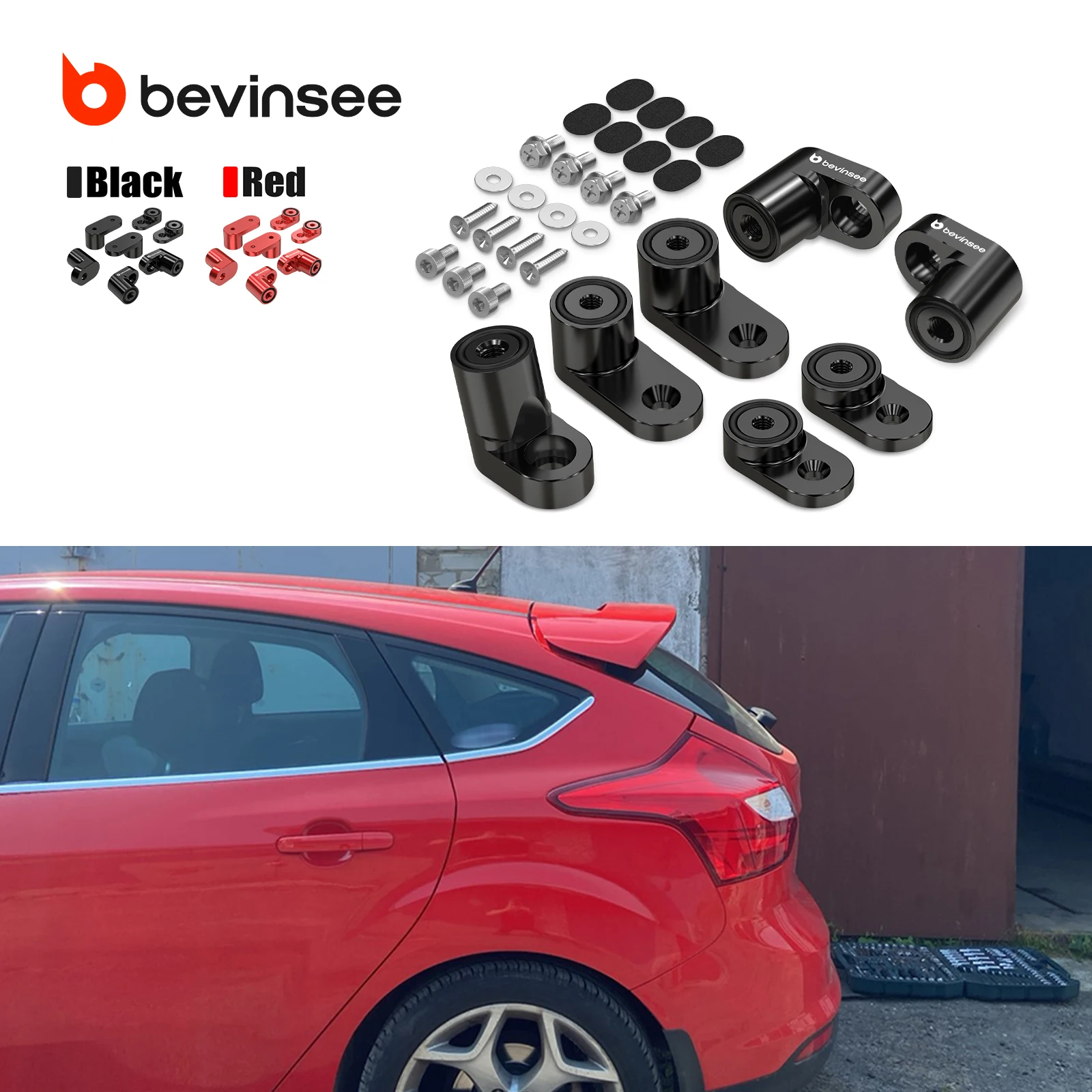 

Billet Aluminum Rear Wing Spoiler Riser Extension Kit for Ford Focus MK3 ST RS 2013 2014 2015 2016 2017 2018