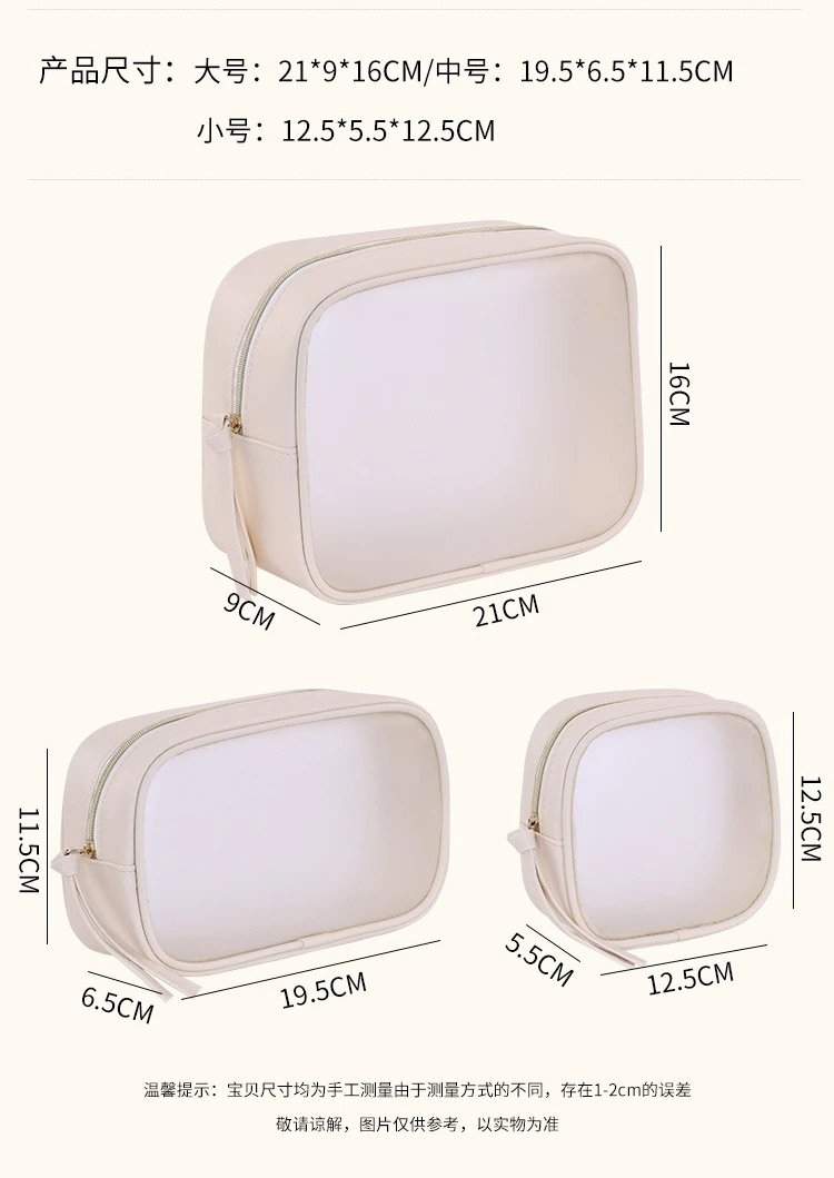 Halbtransparentes Luxus-Kosmetiktaschen-Set, 3-teilig, Große Reise-Kosmetikorganizer-Taschen, Tragbare Toilettenartikel-Aufbewahrung für Frauen – Detail 6