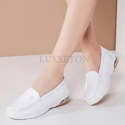 Female Nurse Shoes Fashionable White Shoes Comfortable Thick Soled Women Sports Shoe Spring New Slip on Flat Casual Shoe