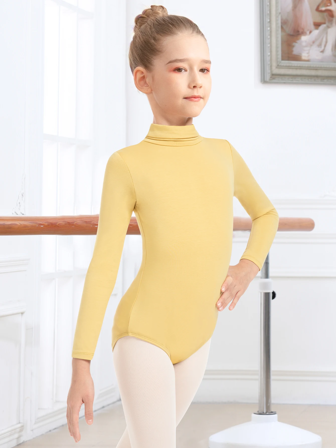 Girls Long Sleeve Leotards high neck Back Zipper closure Gymnastic Outfits Toddler Dance Leotard