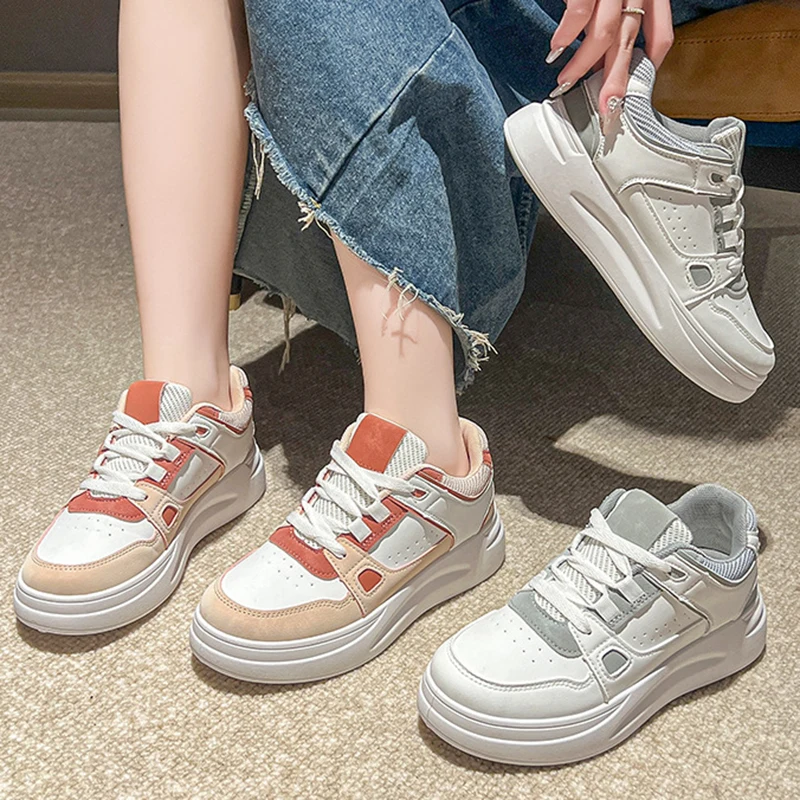 

Fashion Platform Shoes Running Casual New Women Sneakers Spring Sports Shoes Height Increasing Shoes Lace Up Shoes Size 35-40